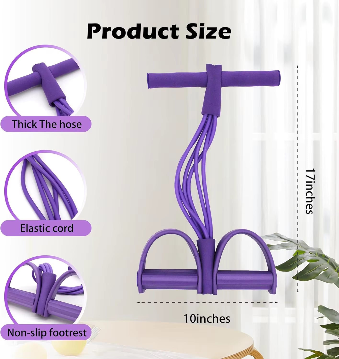 Puller Resistance Bands, 6 Tubes Elastic Yoga Pedal Puller Resistance Bands for Abdominal Waist Arm Leg Stretching Slimming Trai