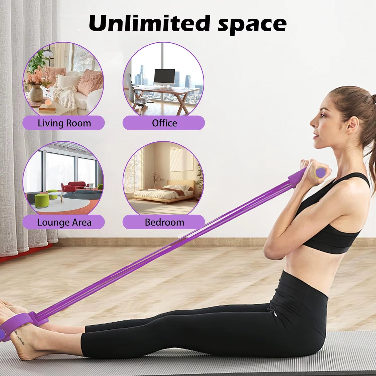 Puller Resistance Bands, 6 Tubes Elastic Yoga Pedal Puller Resistance Bands for Abdominal Waist Arm Leg Stretching Slimming Trai